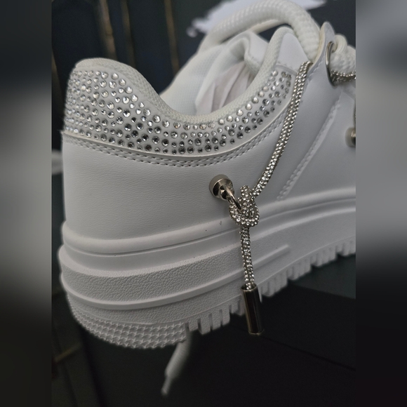 AZALEA Wang Janan Faux Leather Rhinestone Sneaker in white - Picture 12 of 12